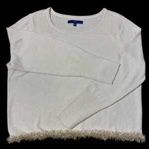 Apt. 9 Women's CROP Cream Sweater with Gold Textured Hem